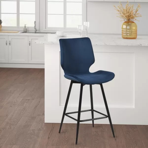 Bar Stools & Counter Height Stools-Kirkland's Home And Black Metal Swivel Counter Stool Blue