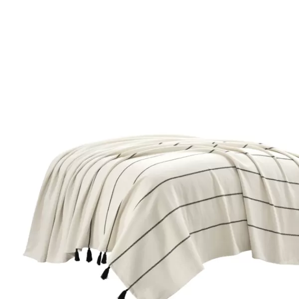 Bedspreads & Coverlets-Kirkland's Home And Black Striped King Coverlet Ivory