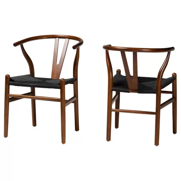 Dining Chairs-Kirkland's Home And Black Wishbone Dining Chairs, Set Of 2 Brown