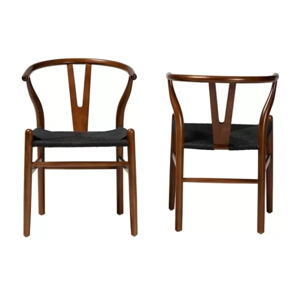 Dining Chairs-Kirkland's Home And Black Wishbone Dining Chairs, Set Of 2 Brown