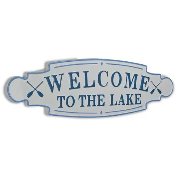 Wall Quotes & Signs-Kirkland's Home And Blue Welcome To The Lake Wall Plaque White