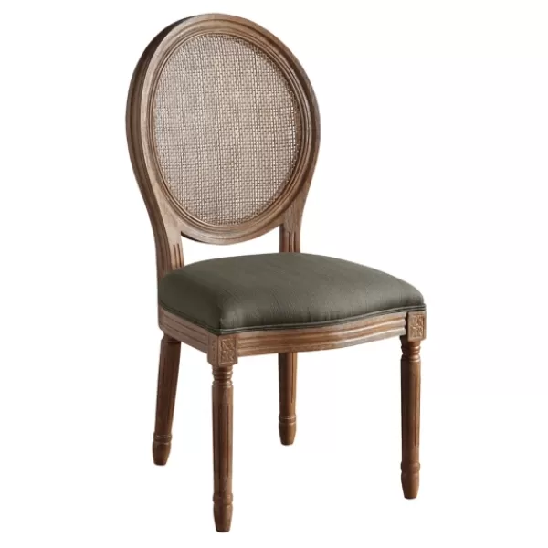 Dining Chairs-Kirkland's Home And Brown Cane Oval Back Dining Chair Gray