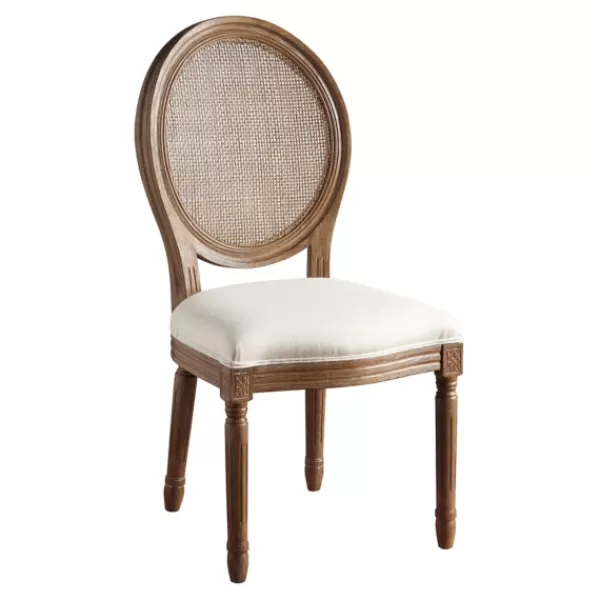 Dining Chairs-Kirkland's Home And Brown Cane Oval Back Dining Chair Ivory