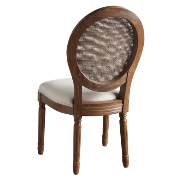 Dining Chairs-Kirkland's Home And Brown Cane Oval Back Dining Chair Ivory