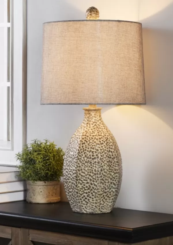 Table Lamps-Kirkland's Home And Cream Textured Table Lamp Gray