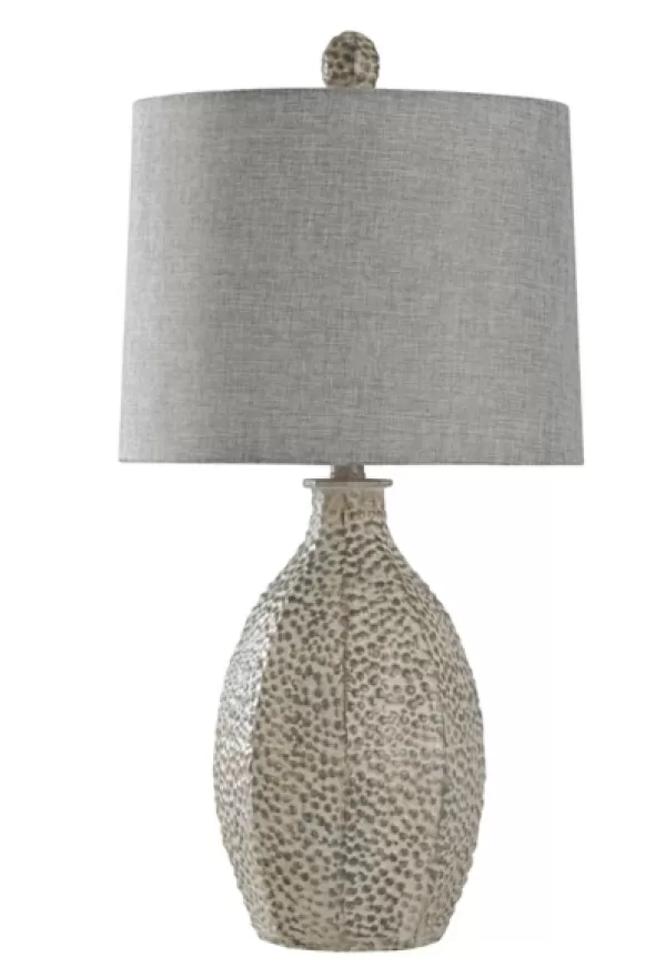 Table Lamps-Kirkland's Home And Cream Textured Table Lamp Gray