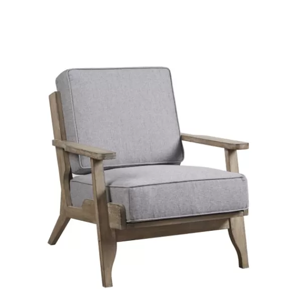 Accent Chairs-Kirkland's Home And Distressed Wooden Malibu Accent Chair Gray