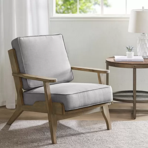 Accent Chairs-Kirkland's Home And Distressed Wooden Malibu Accent Chair Gray