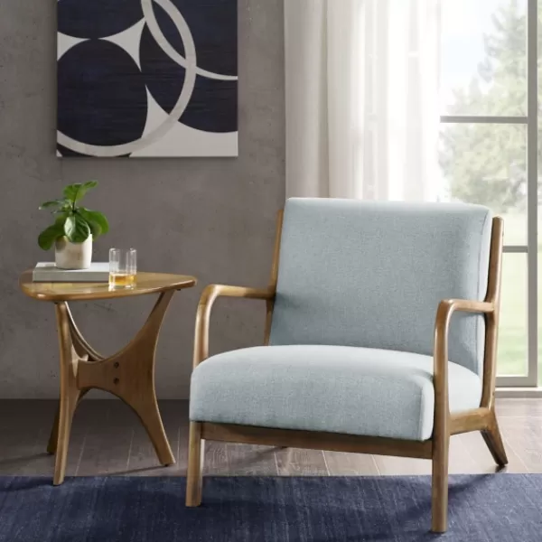 Accent Chairs-Kirkland's Home And Elm Wood Mid-Century Modern Armchair Gray