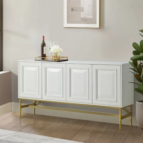 Cabinets & Sideboards-Kirkland's Home And Gold 4-Door Sideboard White