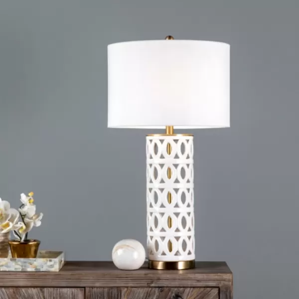 Table Lamps-Kirkland's Home And Gold Cut-Out Ovals Table Lamp White