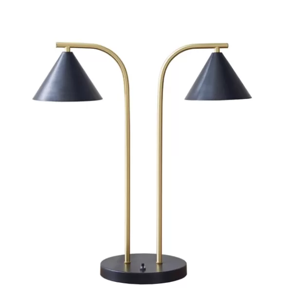 Table Lamps-Kirkland's Home And Gold Double Shade Table Lamp Black