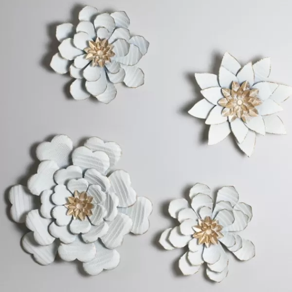 Wall Plaques-Kirkland's Home And Gold Metal Flower Large Wall Plaque White