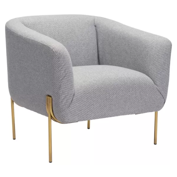 Accent Chairs-Kirkland's Home And Gold Rounded Back Accent Chair Gray