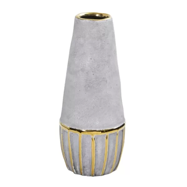 Vases-Kirkland's Home And Gold Rustic Decorative Vase, 10 In. Gray