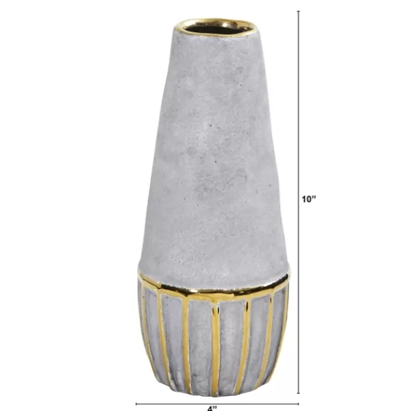 Vases-Kirkland's Home And Gold Rustic Decorative Vase, 10 In. Gray