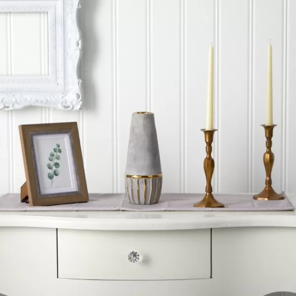 Vases-Kirkland's Home And Gold Rustic Decorative Vase, 10 In. Gray