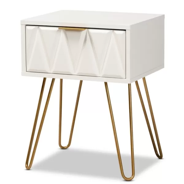 Accent & End Tables-Kirkland's Home And Gold Single Drawer Accent Table White