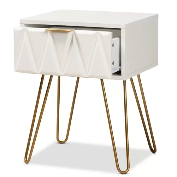 Accent & End Tables-Kirkland's Home And Gold Single Drawer Accent Table White