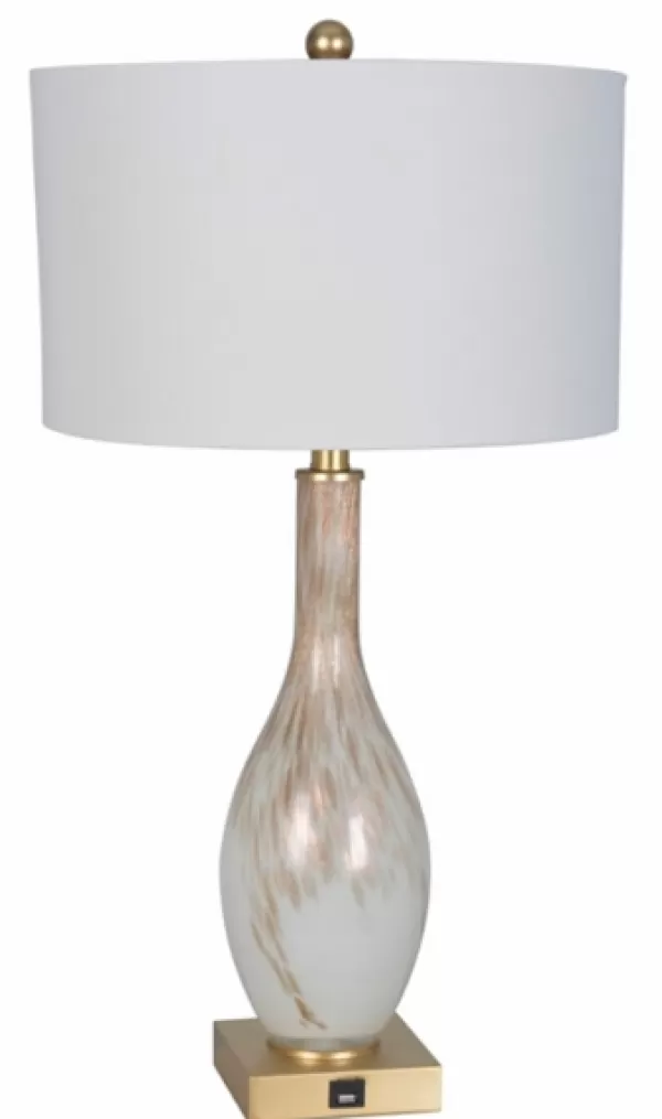 Table Lamps-Kirkland's Home And Gold Swirl Glass Table Lamps, Set Of 2 White