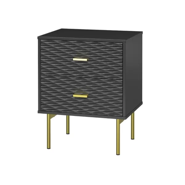 Nightstands-Kirkland's Home And Gold Wave Nightstand Black