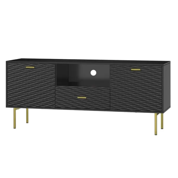 Tv Stands & Media Consoles-Kirkland's Home And Gold Wave Tv Stand Black