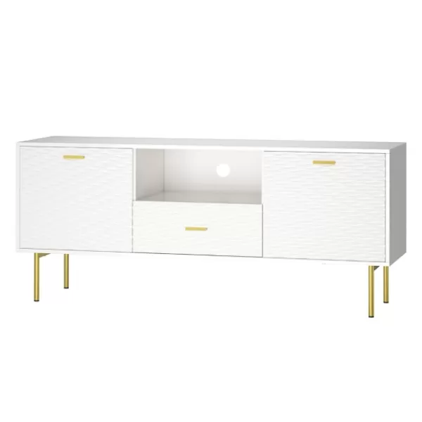 Tv Stands & Media Consoles-Kirkland's Home And Gold Wave Tv Stand White