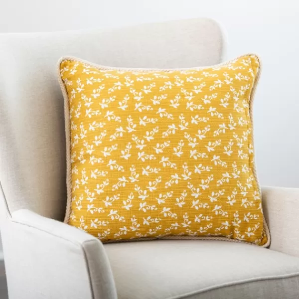 Pillows-Kirkland's Home And Gray Embroidered Claudia Pillow Yellow