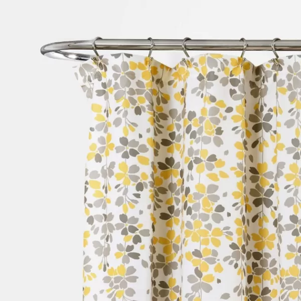 Shower Curtains-Kirkland's Home And Gray Weeping Flower Shower Curtain Yellow