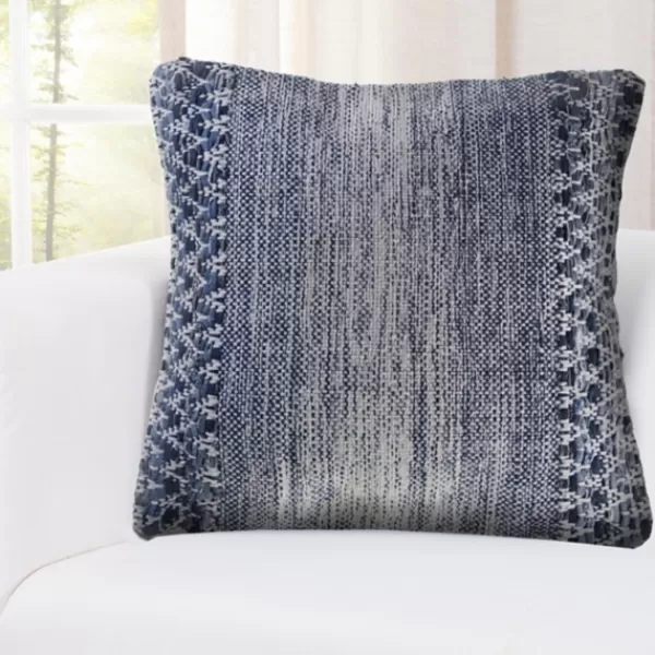 Pillows-Kirkland's Home And Ivory Textured Wavy Accent Pillow Blue