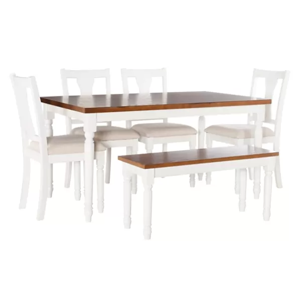 Dining Sets-Kirkland's Home And Light Brown Wood 6-Pc. Dining Set White