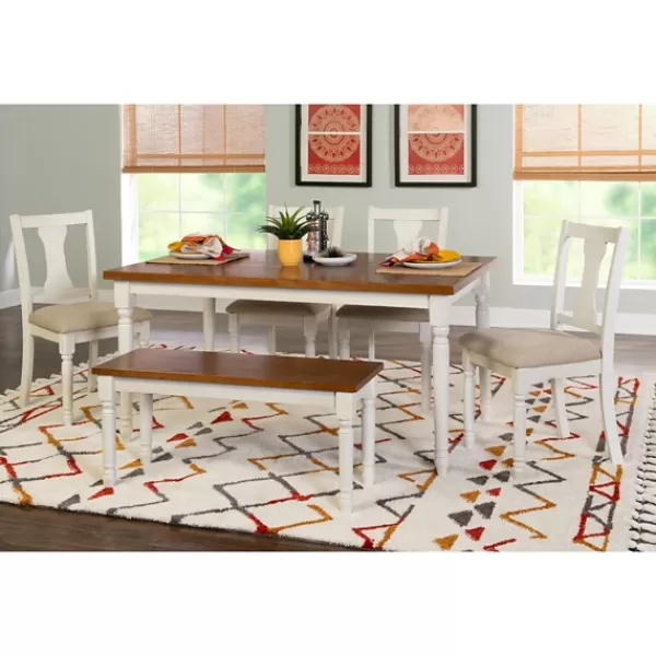 Dining Sets-Kirkland's Home And Light Brown Wood 6-Pc. Dining Set White