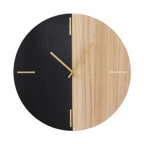 Clocks-Kirkland's Home And Natural 2-Tone Wood Wall Clock Black