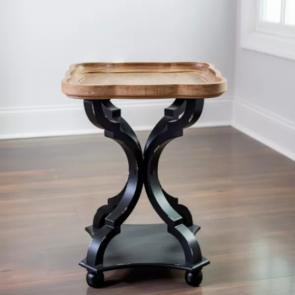 Accent & End Tables-Kirkland's Home And Natural Corina Scalloped Accent Table Black