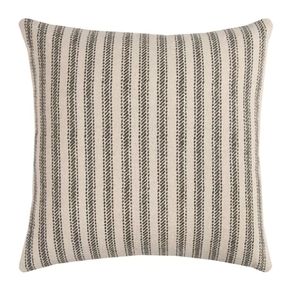 Pillows-Kirkland's Home And Natural Ticking Stripe Pillow Gray