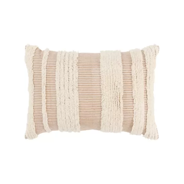 Pillows-Kirkland's Home And Natural Tufted Stripes Lumbar Pillow Tan