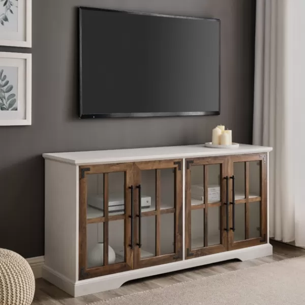 Tv Stands & Media Consoles-Kirkland's Home And Rustic Oak Glass Door Tv Stand White