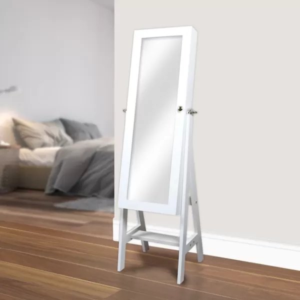 Full Length & Floor Mirrors-Kirkland's Home And Silver Wood Mirror Armoire White