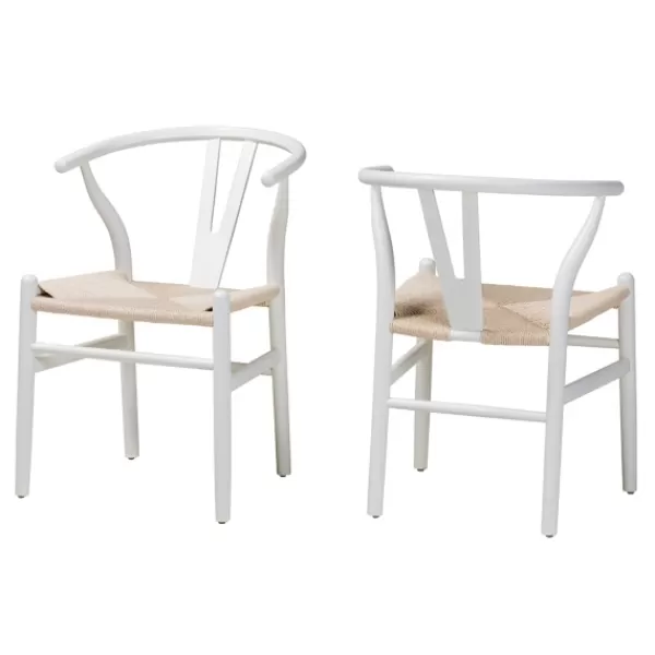 Dining Chairs-Kirkland's Home And Tan Wishbone Dining Chairs, Set Of 2 White