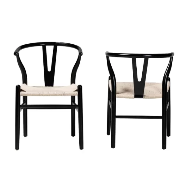 Dining Chairs-Kirkland's Home And Tan Wishbone Dining Chairs, Set Of 2 Black