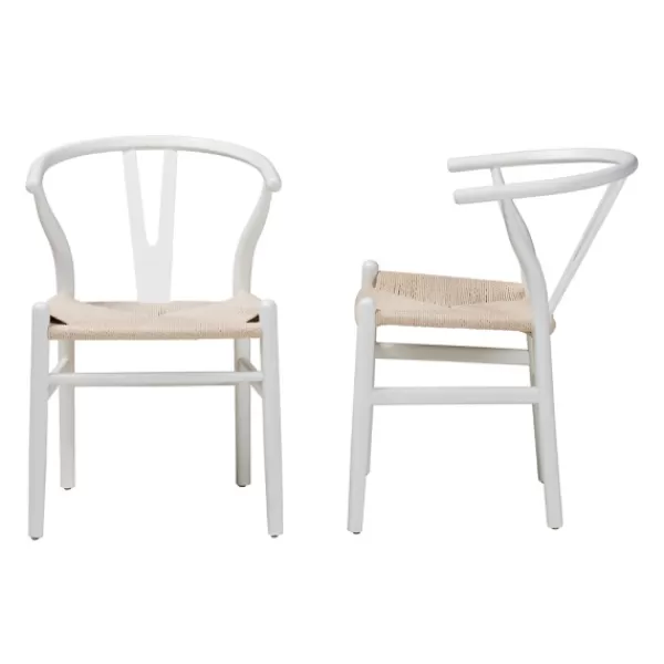 Dining Chairs-Kirkland's Home And Tan Wishbone Dining Chairs, Set Of 2 White