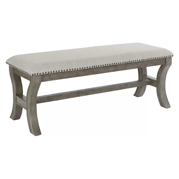 Benches & Ottomans-Kirkland's Home And Wash Nailhead Trim Bench Gray