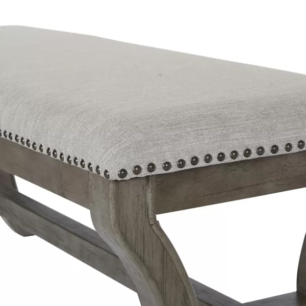 Benches & Ottomans-Kirkland's Home And Wash Nailhead Trim Bench Gray