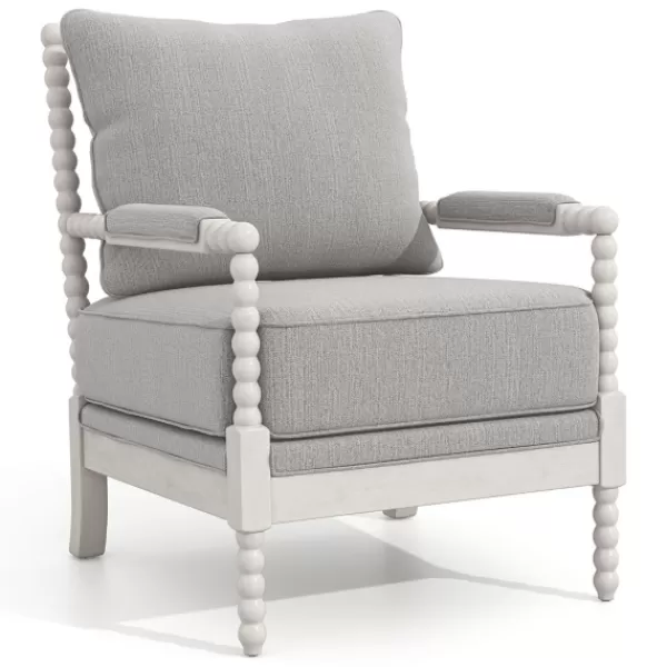 Accent Chairs-Kirkland's Home And White Beaded Frame Accent Chair Gray