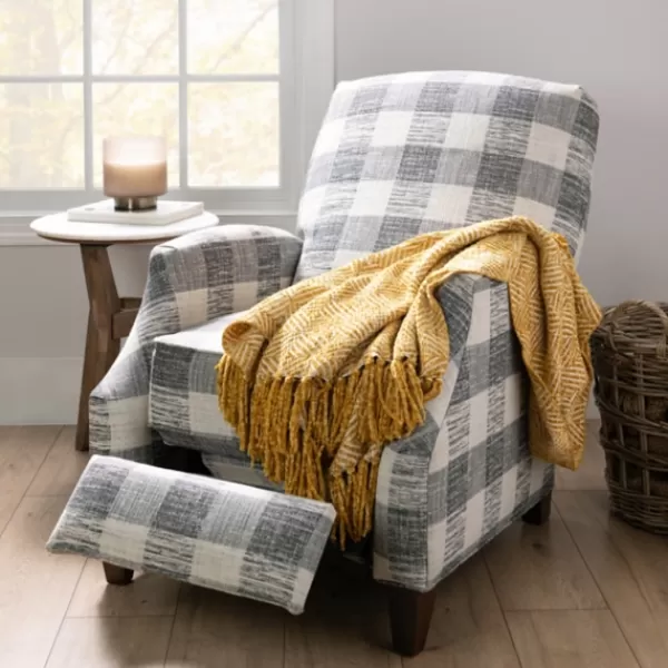 Accent Chairs-Kirkland's Home And White Buffalo Check Recliner Gray