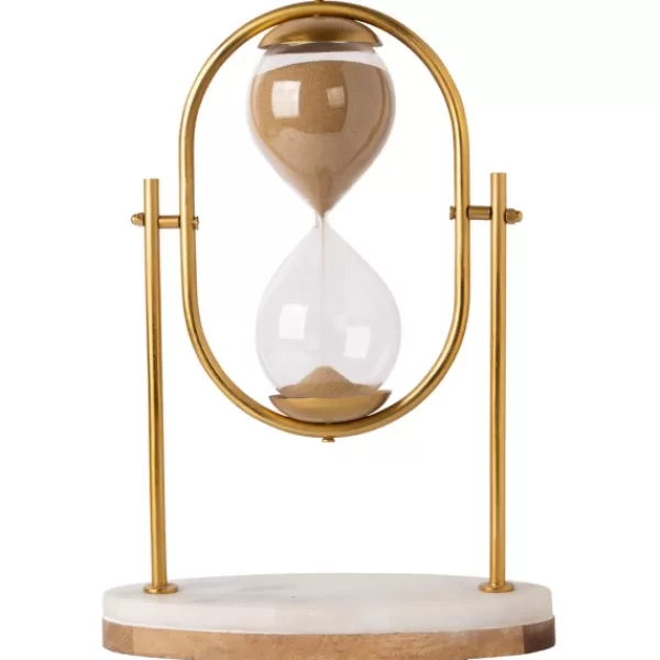 Decorative Accents-Kirkland's Home And White Marble Base Hourglass Gold