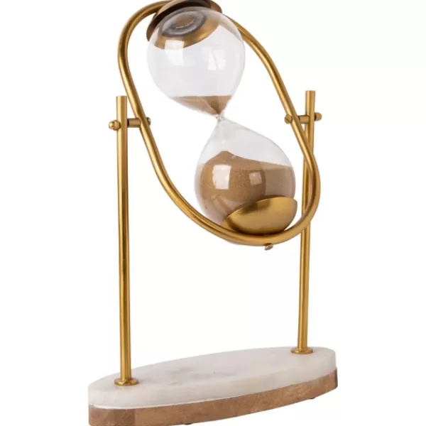 Decorative Accents-Kirkland's Home And White Marble Base Hourglass Gold