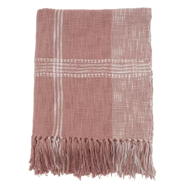 Blankets & Throws-Kirkland's Home And White Plaid Throw Blanket Pink