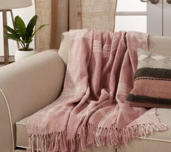 Blankets & Throws-Kirkland's Home And White Plaid Throw Blanket Pink