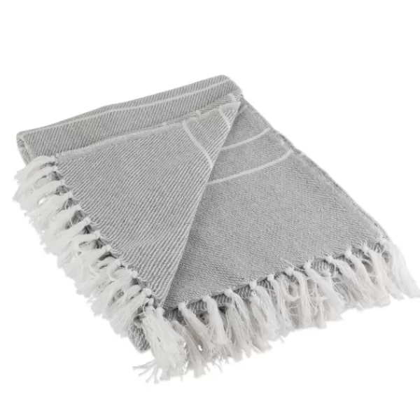 Blankets & Throws-Kirkland's Home And White Thin Stripe Throw Gray